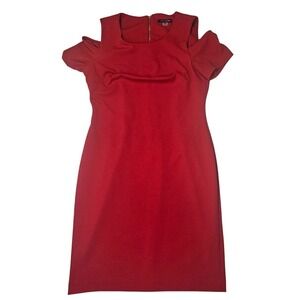 Tommy Hilfiger Red Cold Shoulder Sheath Dress Career Cocktail‎ Party